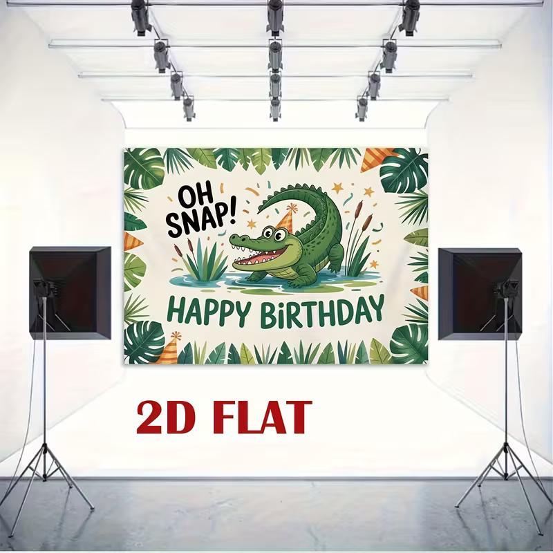 2D Crocodile "Oh Snap!" Happy Birthday Photography Background Cloth
