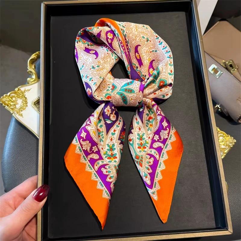 2026 New Paisley Print Small Square Scarf Soft Satin Silk-like Thin Neck Scarf Mature Style Sunscreen Headscarf For Women