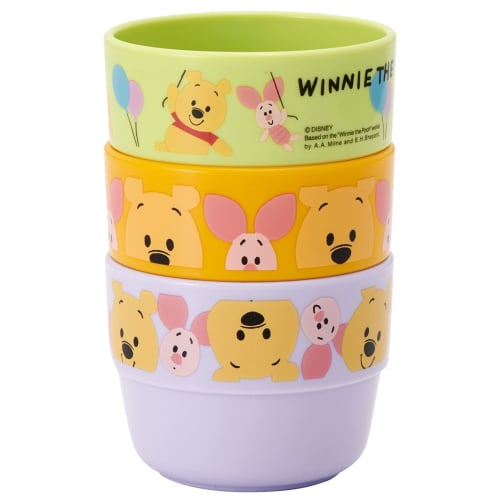 Skater Children's Stacking Cups, Set of 3, Disney Winnie the Pooh Design, Made in Japan, KS31-A