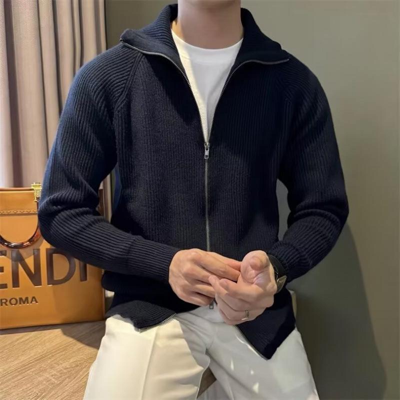 Men's Retro Loose-Fit Zipper Knit Pullover Sweater