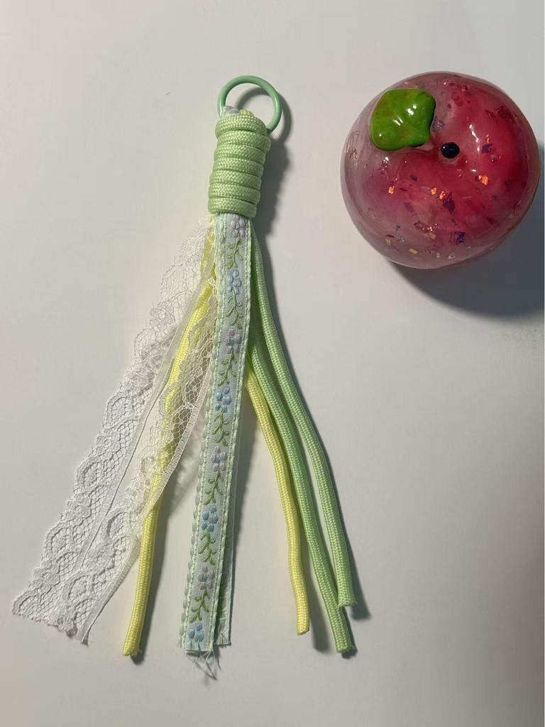 Handmade Colorful Lace Phone Lanyard & Dopamine Keychain Charm