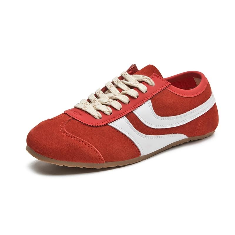 Women's Retro Leather Sneakers Casual Low Heel Walking Shoes Square Toe Comfortable Fashion Sneakers