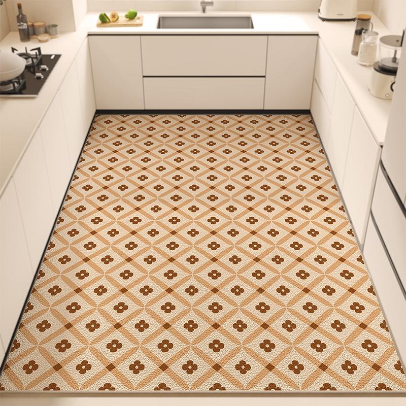 Kitchen Floor Mat Pvc Waterproof Leather Chessboard Pattern Carpet Non-slip Oil-proof Special Mats Large Area Rug Easy To Clean
