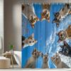 1 Stück. Süße Katze Himmel Kreatives Muster Duschvorhang, Badezimmer Dekoration, Polyesterstoff, mit 12 Haken, 70. 8X70. 8 Zoll