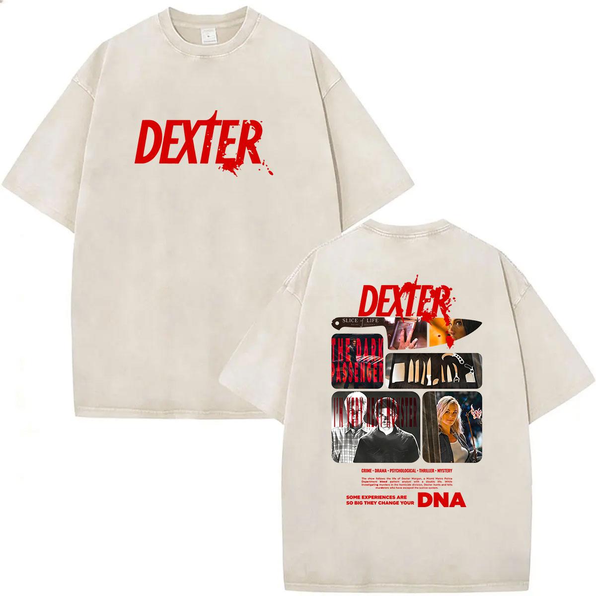 2026 Tv Series Dexter Morgan Vintage Washed T Shirt Men Women Harajuku Oversized Cotton T-shirts Clothing Fashion O-Neck T-shirt S