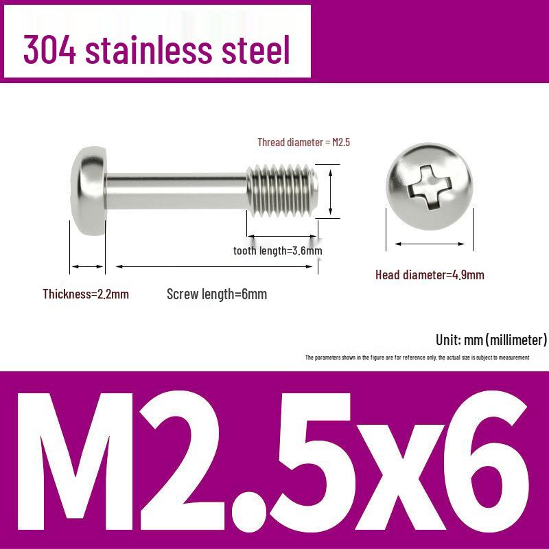 Yigu 304 Stainless Steel Phillips Round Head Captive Screws - M2/M3/M4 Half Thread Pan Head Machine Screws