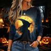 Women's Halloween Printed Neck Long Sleeve Pullover Top