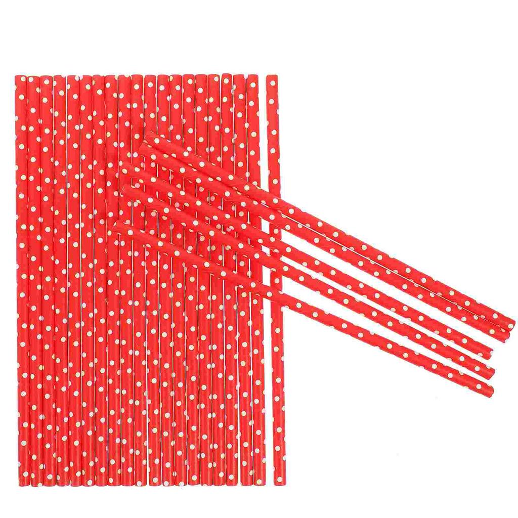 100pcs Red Dot Paper Straws Disposable Drinking Straws Party Supplies Grad Party Decoration Birthday Straw Kitchen Dining