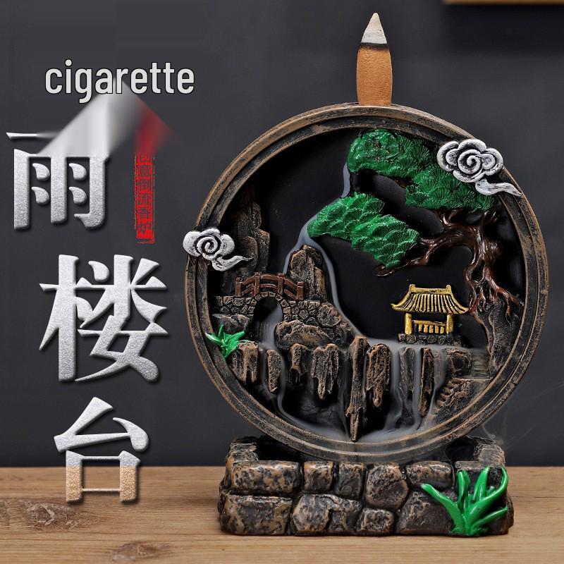 Creative Resin Backflow Incense Burner with Flowing Cloud Smoke Effect and Incense Cones - Entrance Ornament