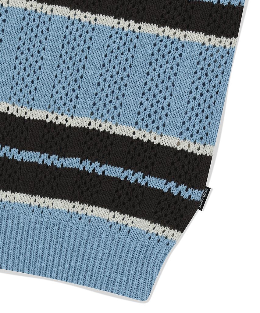 MAHAGRID Mesh Stripe Knit Skyblue(Mg2Fsmk611A)