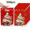 111Pcs Christmas Gift Bags with Handle Santa Claus Snowman Plastic Gift Cookie Candy Packaging Bag 1116 Xmas Decoration Supplies