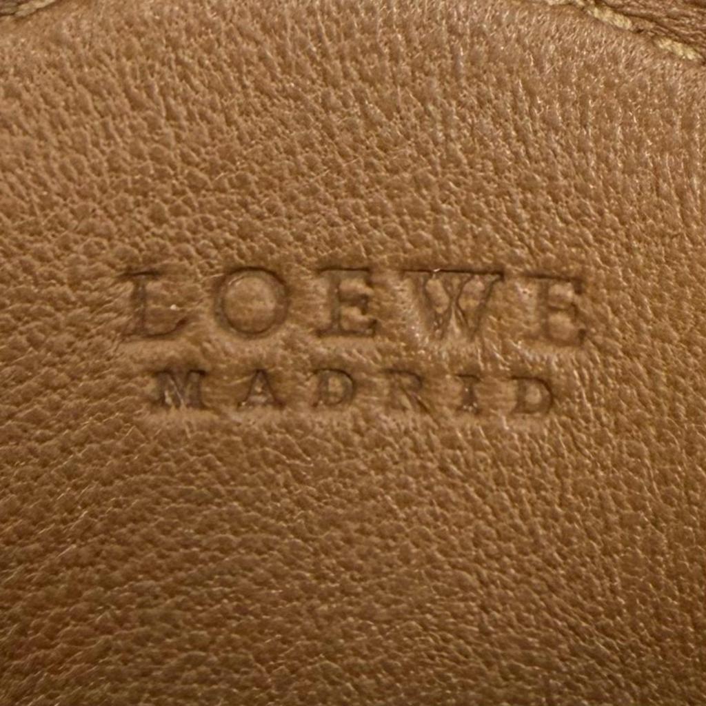 Excellent LOEWE Coin case Anagram Round Zip Leather Brown Sheepskin Leather Used