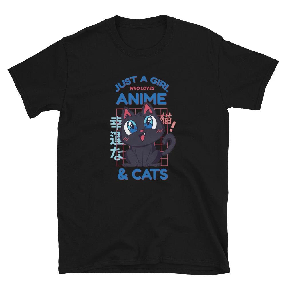 Girl Who Loves Anime And Cats T-Shirt L