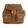 Tabby 21 Metallic Logo Quilted Sheepskin Backpack Small Women's Honey Brown