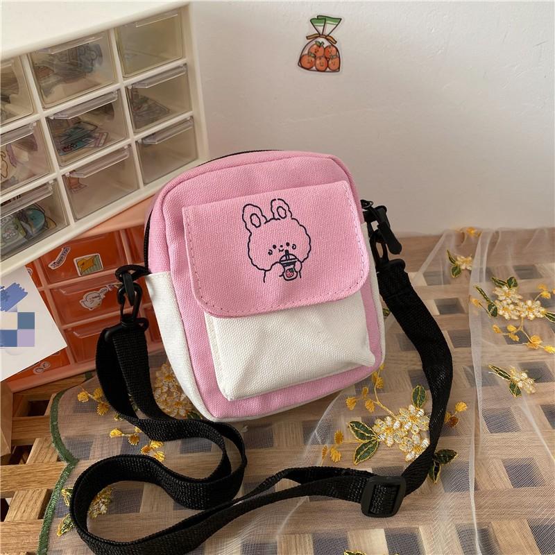 Women's Single Shoulder Bag Fashion Solid Color Casual Handbag Outdoor Daisy Canvas Handbag Zipper Cross-body Bag Messenger Bag