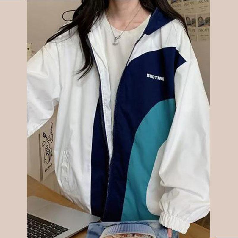 

Винтажная американская пробивная куртка для девочек на весну и осень, свободная оригинальная бейсбольная одежда для младших школьников с напуском S белый