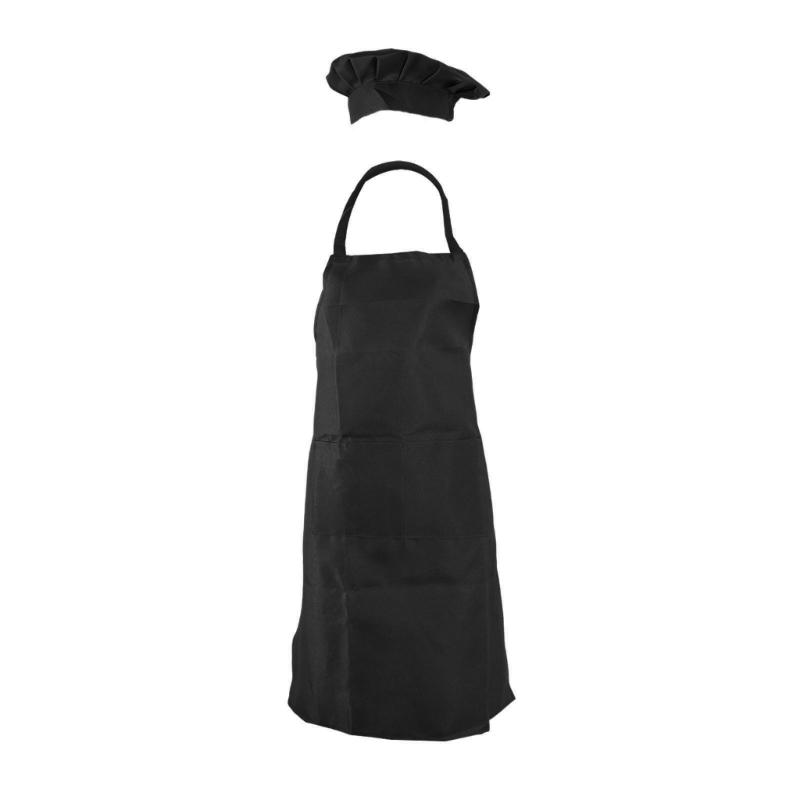 Cotton Apron With Hat, Spill Resistant, Easy to Clean Fabric, Includes Pockets Home Cooking Essential