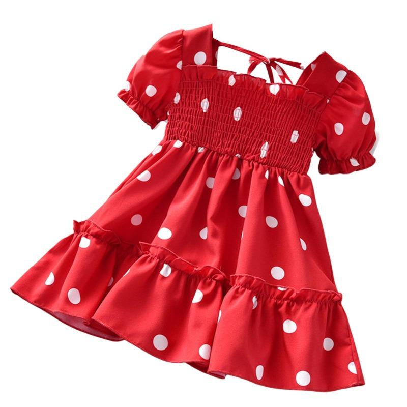 Barn Jenter Mote Kortermet Polka Dot Kjole Stilig Kjole for Barn Baby Girls