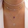 Cross Pendant Necklace For Women With Rhinestone And Geometric Star Design For Fashion Jewelry