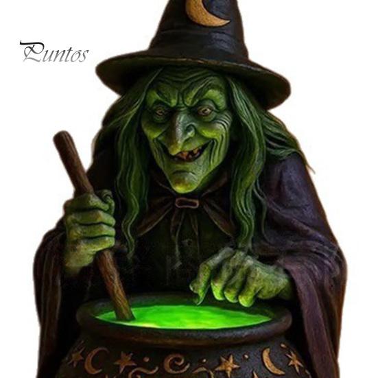 Schlafzimmer Schreibtisch Dekorationen Halloween Hexe Kessel Lampe, Harz Statue Ornament, Gruselige Dekorative Kreative Haus Garten Dekor Licht für Schreibtisch