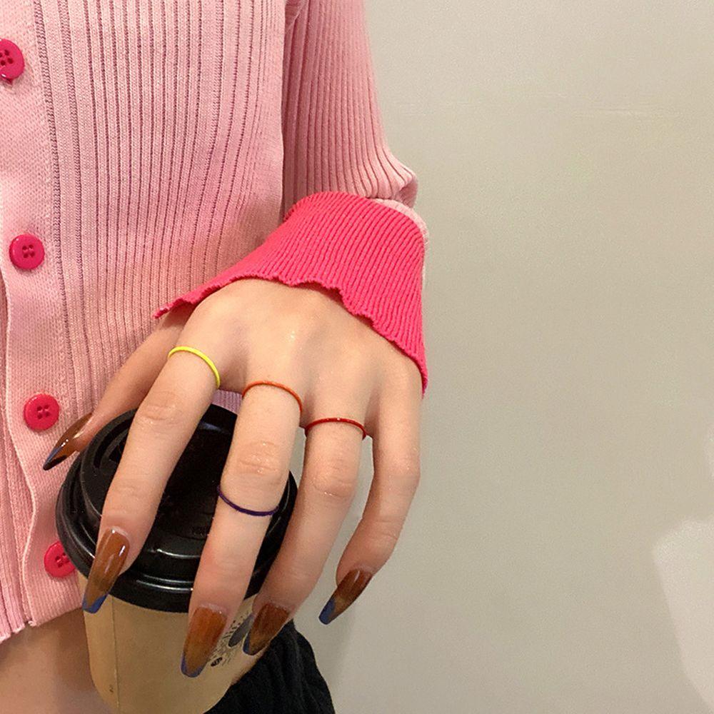 

For Girls Temperament Simple Candy Color Korean Finger Rings Women Rings Finger Jewelry Tail Rings