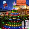 200/280 LED Star Waterfall Lights With 8 Modes USB Powered  Remote Control Camping Light Indoor Outdoor Christmas String Lights