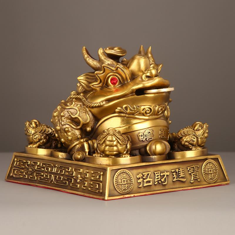 All-Copper Ruyi Golden Toad Brass Color Ornament Craft Living Room Entrance Decoration Opening Gift Choice