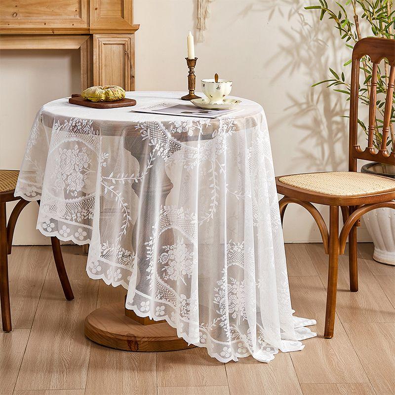 New Square Table Round Table Hollowed Out French Lace Round Mirror Flower Living Room Bedroom Study Dining Table