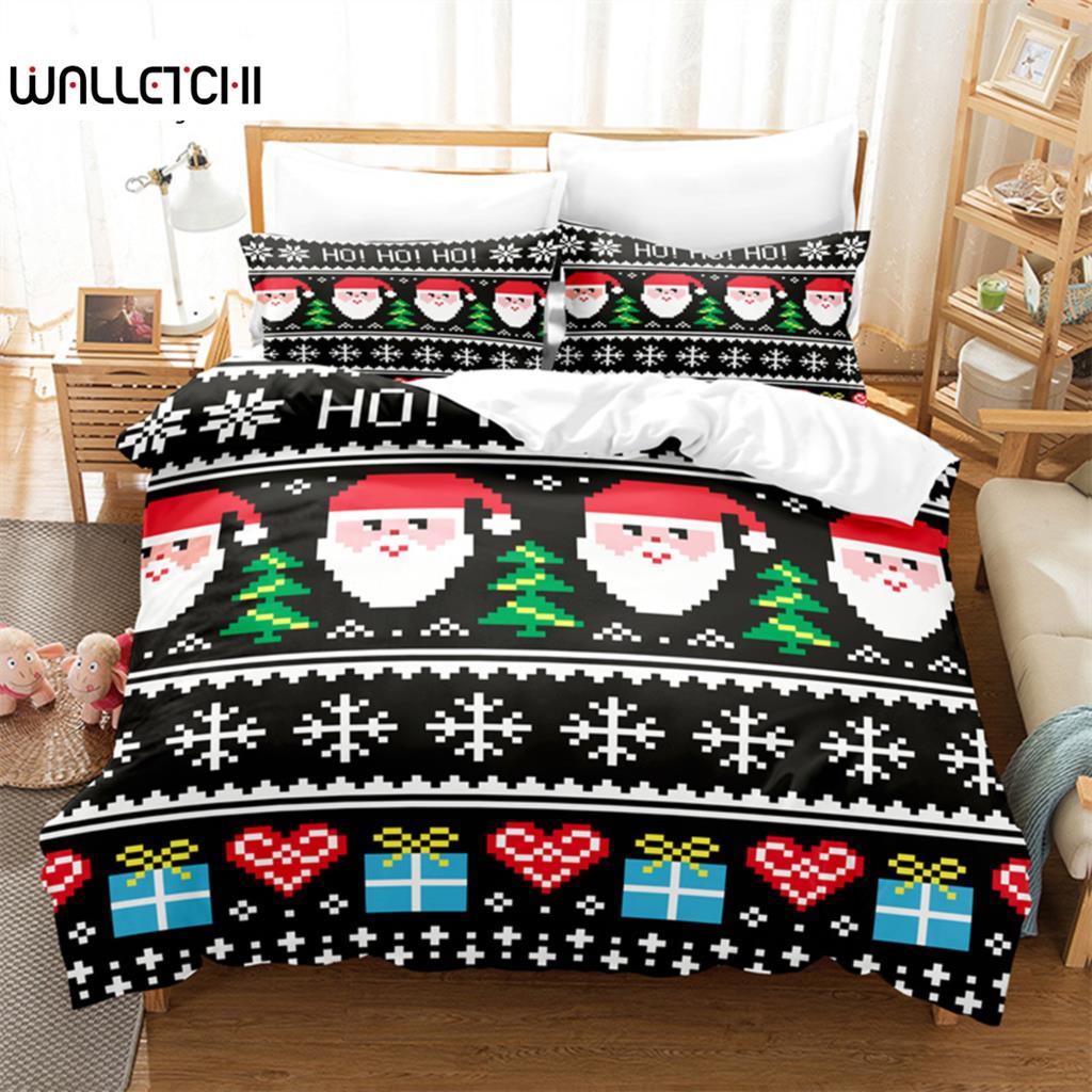 

Christmas Bedding Set, Pixel Christmas Duvet Cover Set, Soft Comfortable Breathable Duvet Cover, For Bedroom Guest Room Decor EU single(135x200cm)