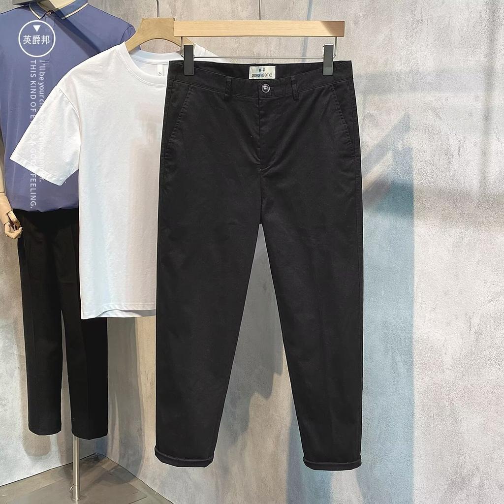 Spring and autumn new straight casual pants men's loose and versatile long pants pure cotton nine-point pants a