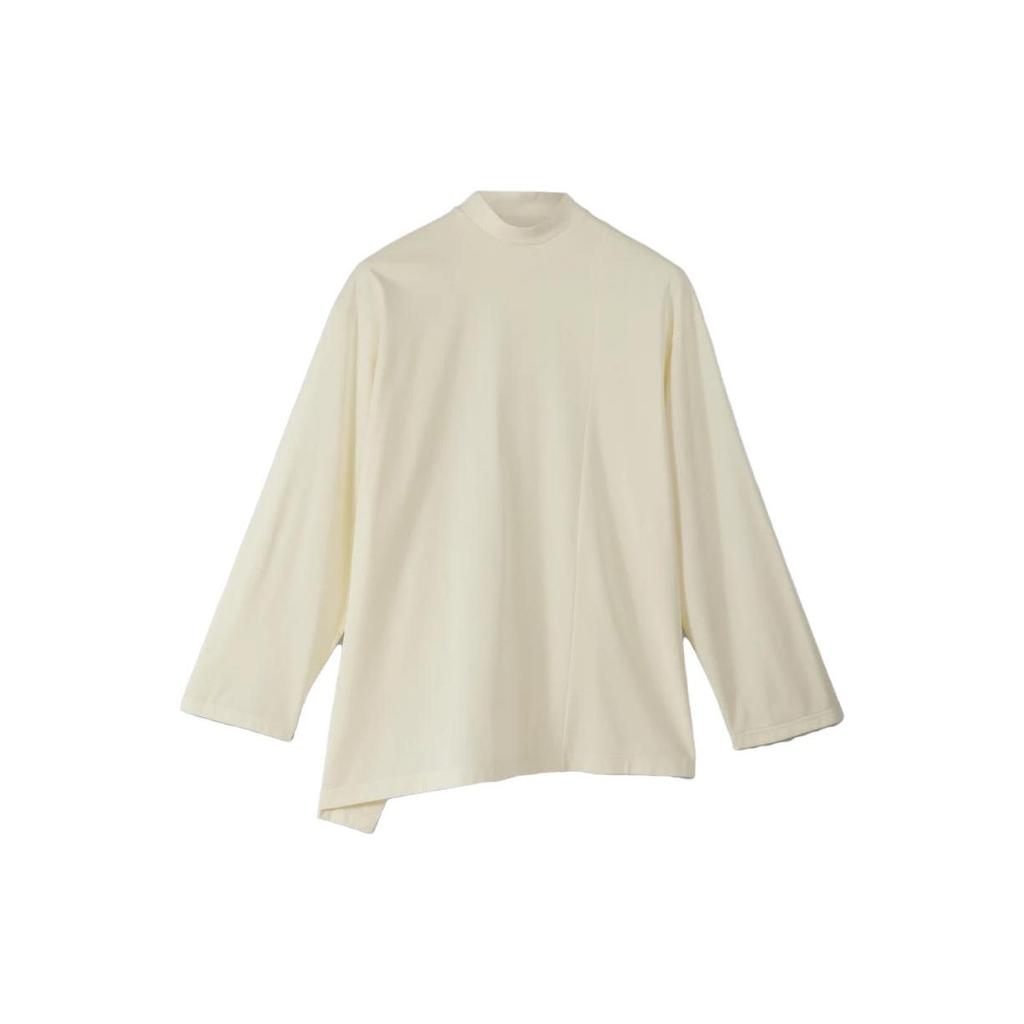 Adidas Solid Color Loose Asymmetrical Casual Long Sleeve T-Shirt Women Tops White IA3134