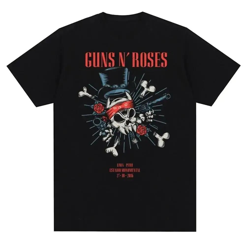 Classic Rock Band Guns N Roses Classic Poster Graphic Print T-shirt Men Women Streetwear Harajuku Fashion Short Sleeve Summer New Tee Oversized Top
