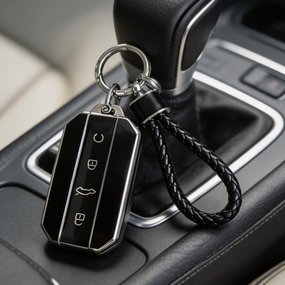 

Set of 2, Key Fob Cover and keychain set for Chery Jaecoo J7 J5 7 5, only fit for the car key shown in the image. чёрный