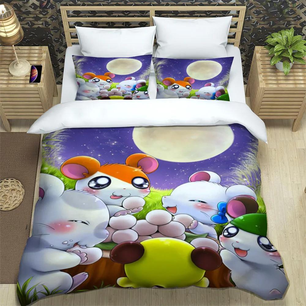 3D Printing Cartoon Lovely Hamtaro Bedding Set Duvet Cover Pillow Set Birthday Gift Children Quilt Cover Bedding Home Textiles