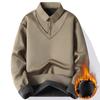 Herren Fake Zweiteiliger Pullover Strickpullover 2025 Winter Warmes Oberteil Verdicktes Samt-Fleece gefüttertes Hemdkragen-Sweatshirt Herrenbekleidung