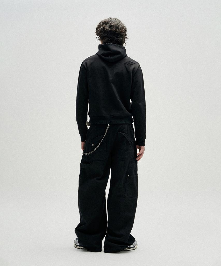 NOT4NERD Flap Pocket Curved Cotton Pants - Black