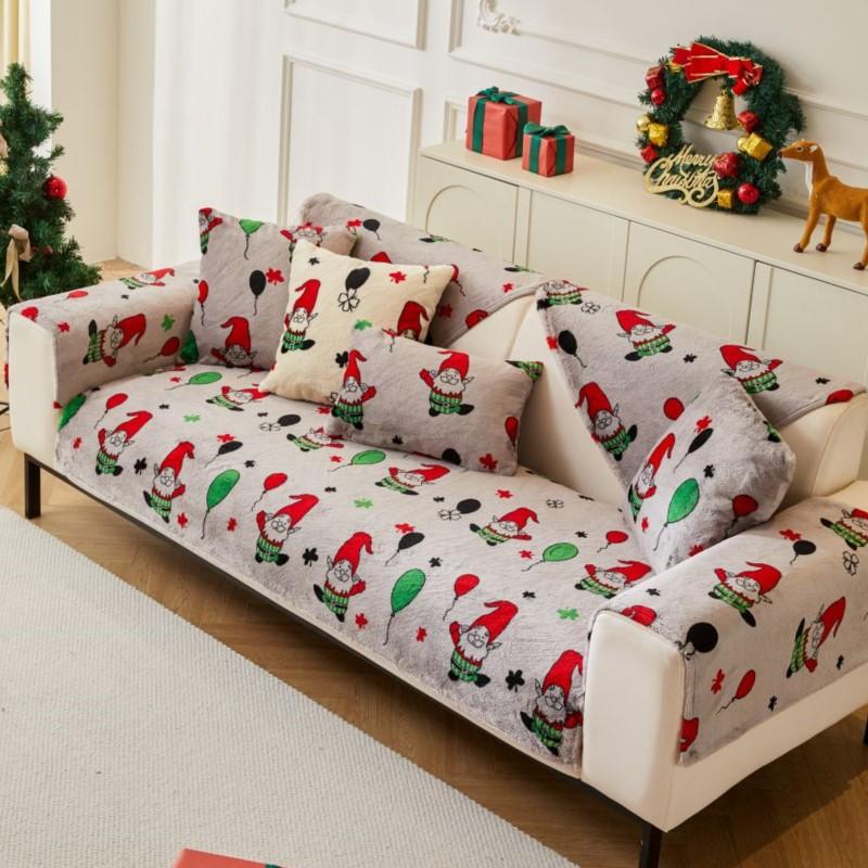 Winter Slipcover Father Christmas Funda Sofa Mats  Living Home Non-slip Sofa Cushion Couch Sofa Covers