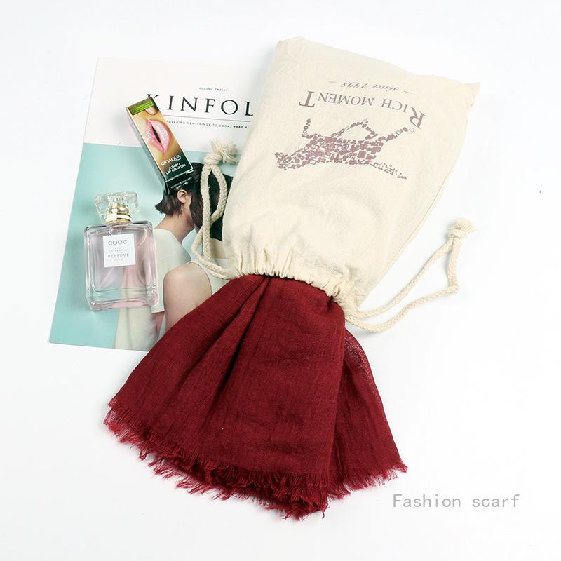 Big Red Po Cotton And Linen Scarf Desert Sunscreen Shawl Seaside Travel Beach Lady Decoration Cotton Scarf Women Luxury