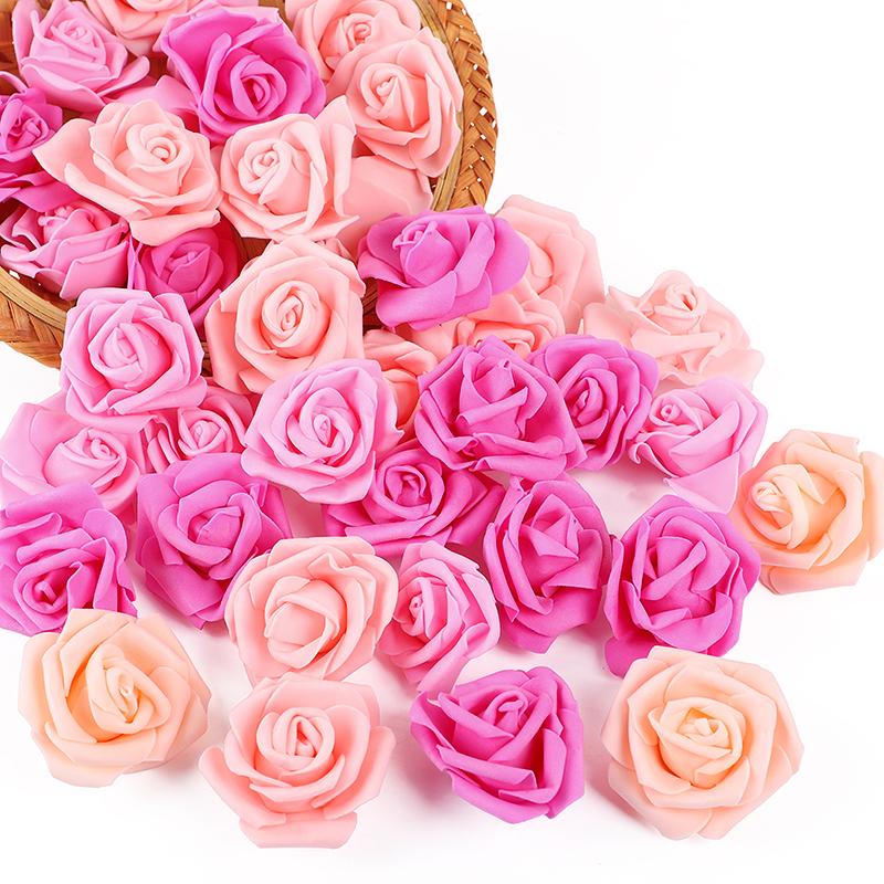 10-30pcs 6.5CM Rose Flower Head Artificial Foam Rose for Wedding Bride Bouquet Home Decoration Birthday Party DIY Gift Crafts