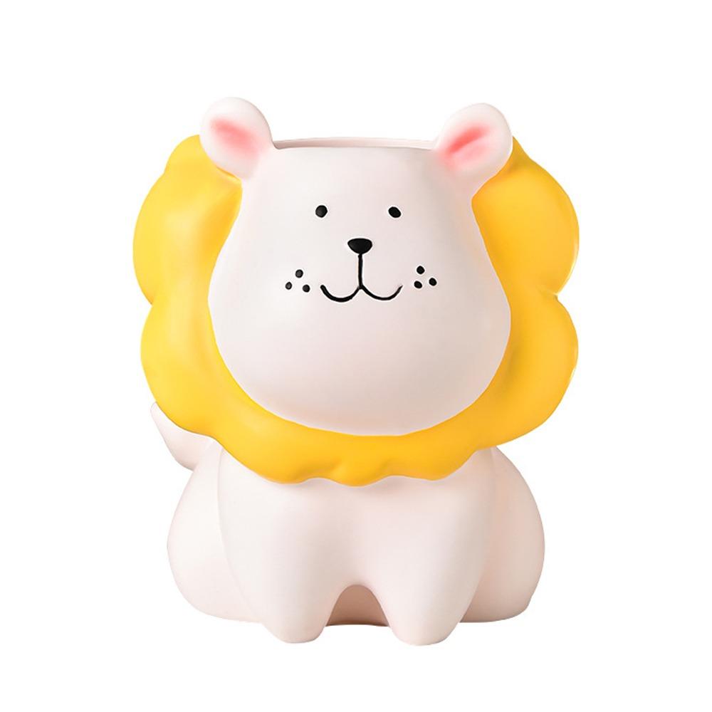 Cream Style Cartoon Pen Holder Little Lion Stationery Organizer Pencil Storage Box  Student