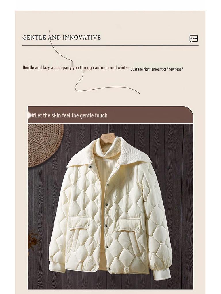 Petite Stylish Cotton Jacket for Middle-Aged Women, Autumn/Winter Short Coat, Warm Lightweight Outerwear for Elderly Women