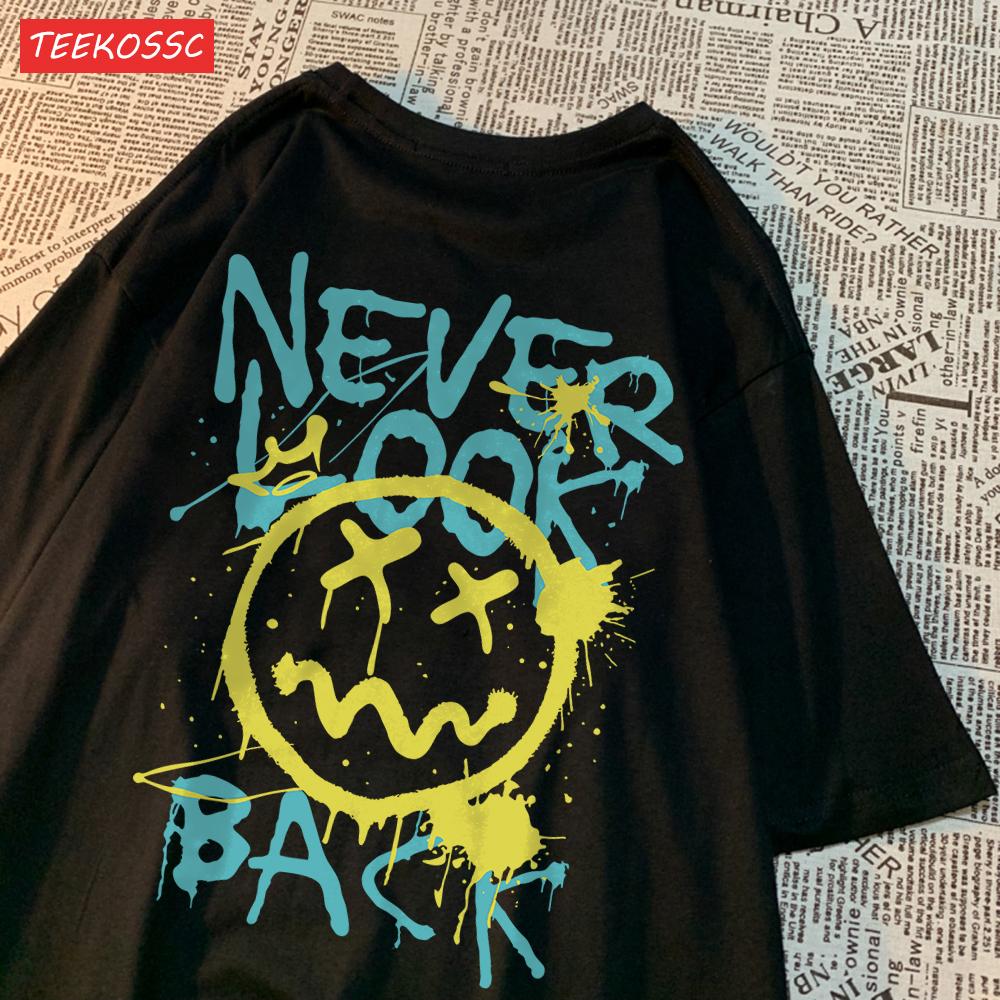 

Футболки с принтом «Никогда не оглядывайся назад», классные футболки для женщин, пригодные для машинной стирки, повседневные спортивные топы, удобные мультяшные футболки с коротким рукавом L