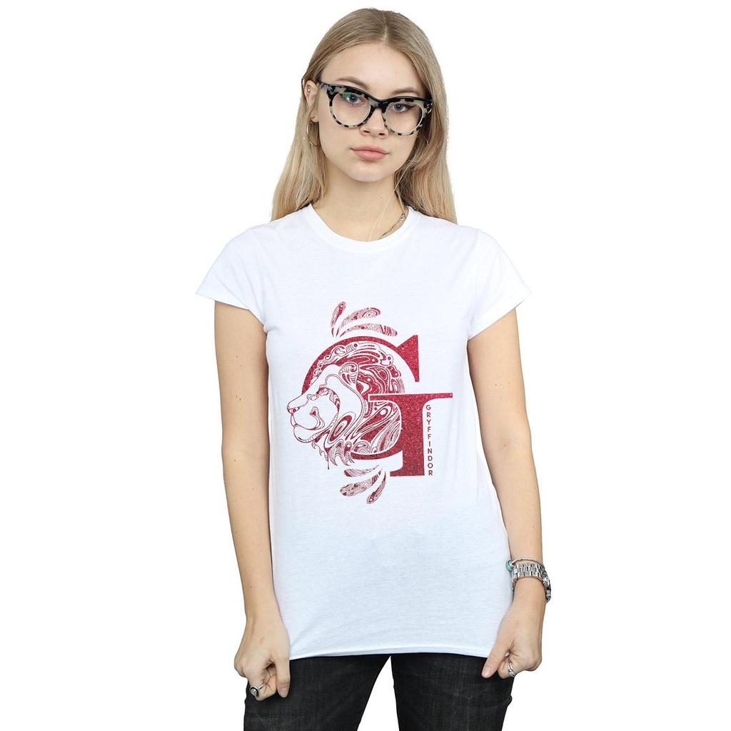 Harry Potter Womens/Ladies Gryffindor Glitter Cotton T-Shirt