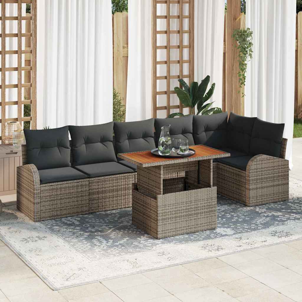 Garden Sofa Set with Cushions 7 Pcs Grey