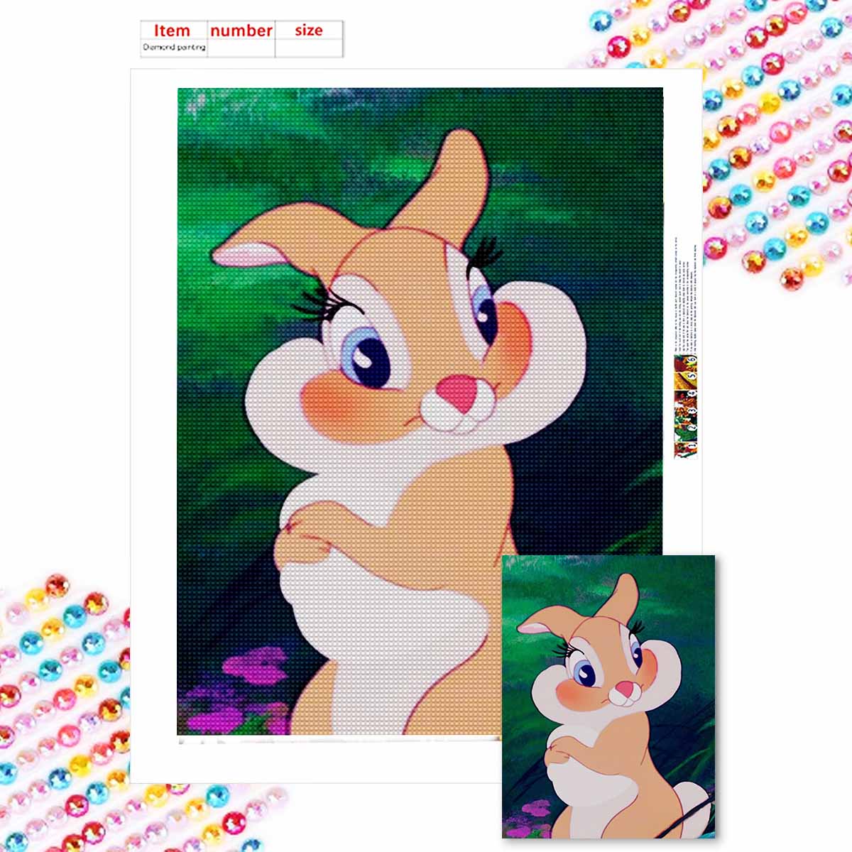 

DIY Diamond Painting The Little Grey Rabbit Cross Stitch Kit Mosaic Art Diamond Painting Full Circle Diamond Home Decoration Round 20x30cm