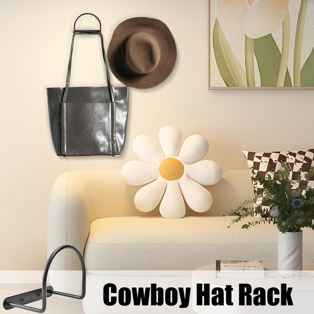 4Pcs Cowboy Hat Wide Brim Cap Holder Organizer Wall Mounted Iron Display Rack