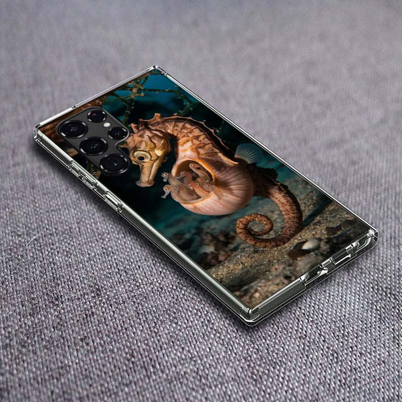 Seahorse Underwater Fantasy Phone Case For Samsung Galaxy S24 S23 S21 S20 FE S22 S26 Ultra S25 Edge S10 Plus Cover Clear TPU Cap