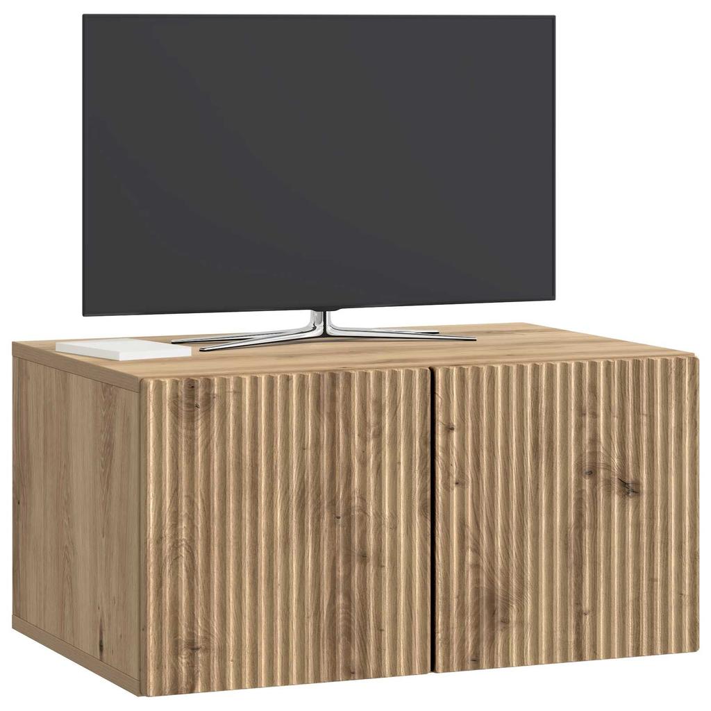 Wall Mounted TV Cabinet Artisan Oak Finish 59.5 X 41 X 30 Cm