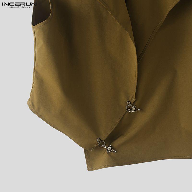 INCERUN Men Sleeveless Thin Irregular Casual Loose Fit Hooded Tank Tops