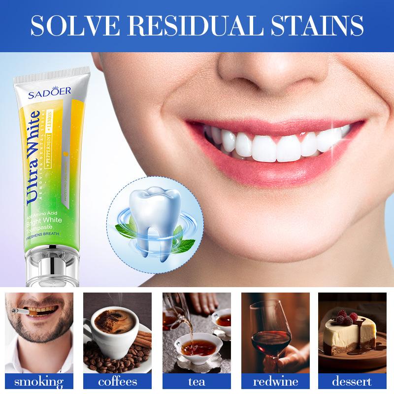 Lemon mint brightening white toothpaste SADOER cleaning tartar toothpaste